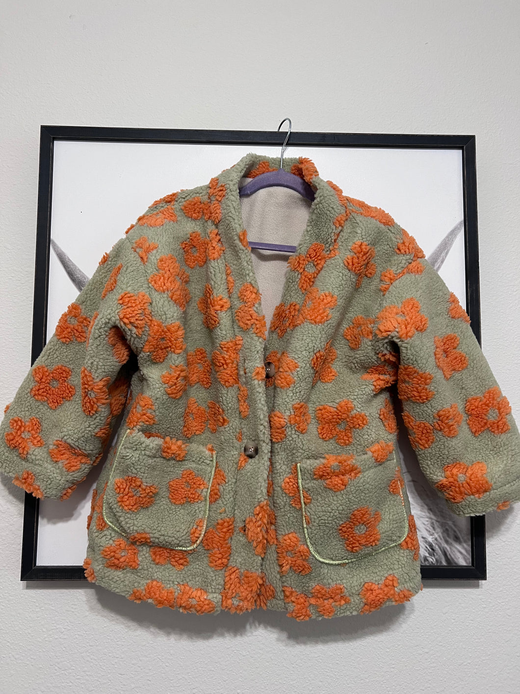 Flower sherpa coat