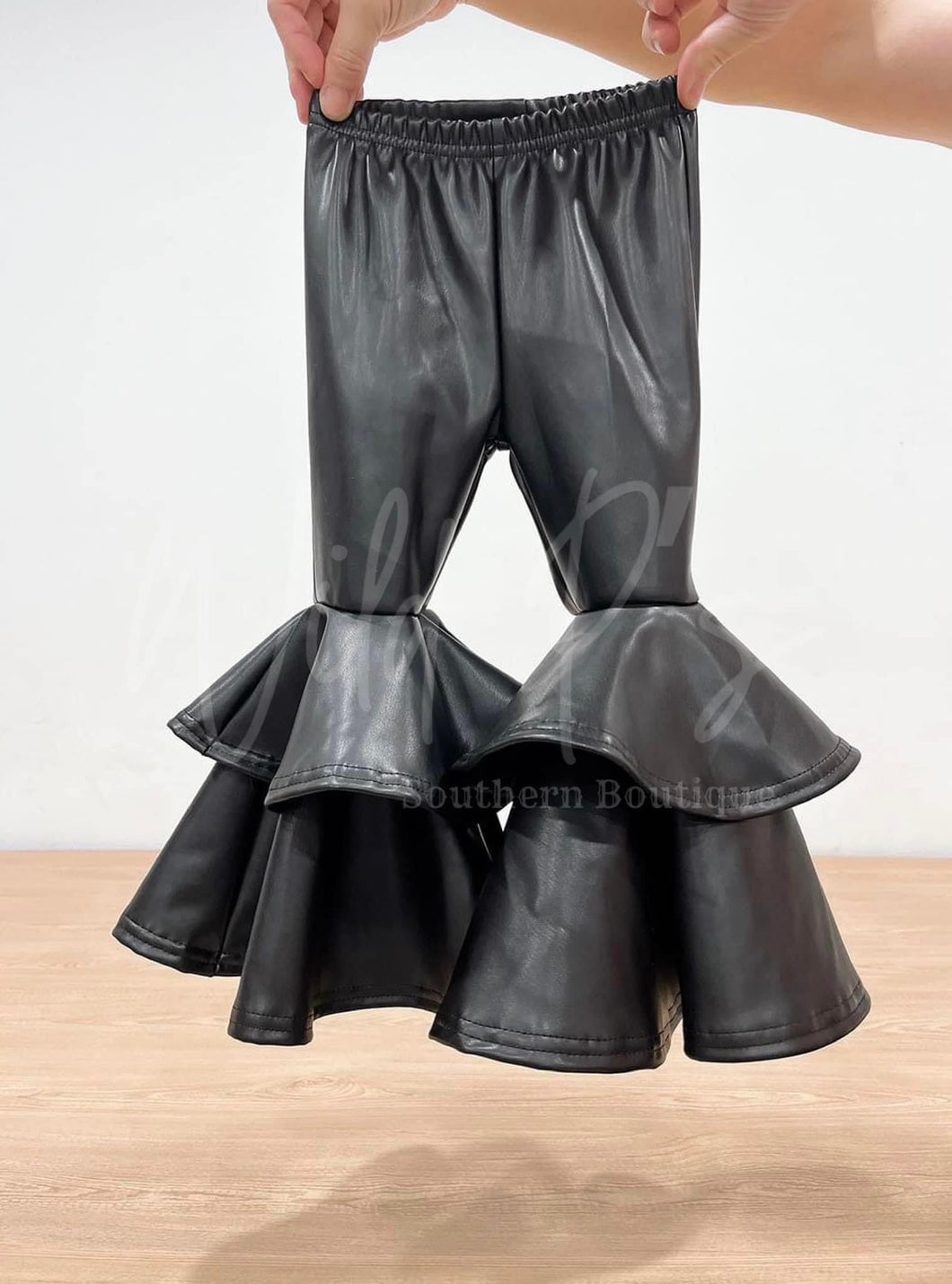 Double flare pleather bells